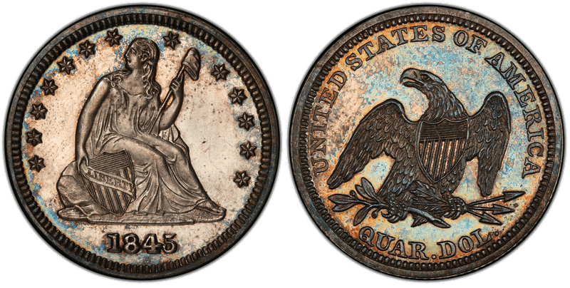 1845 Seated Liberty Quarter