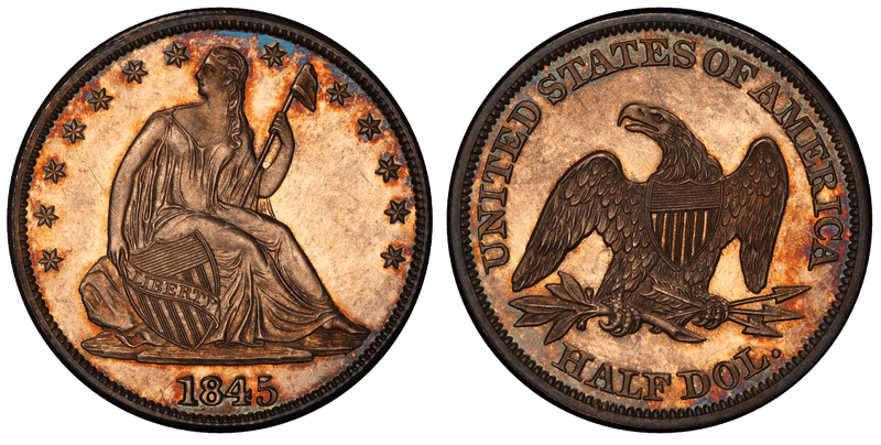 1845 Proof Seated Liberty Half Dollar