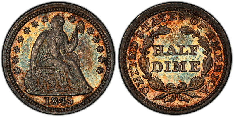 1845 Seated Liberty Half Dime