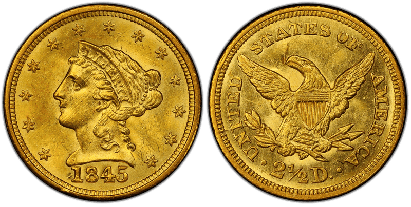 1845 Liberty Head Quarter Eagle