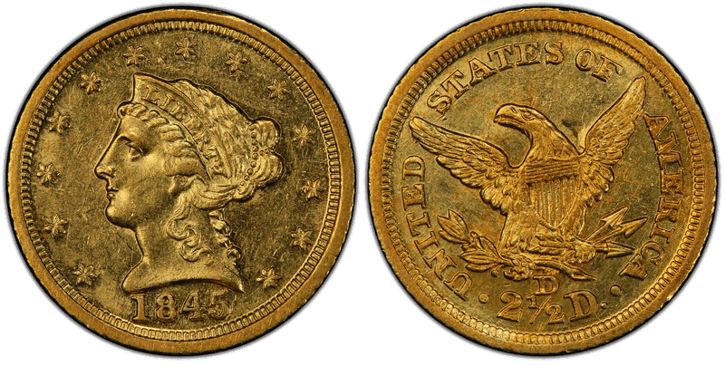 1845 Liberty Head Quarter Eagle