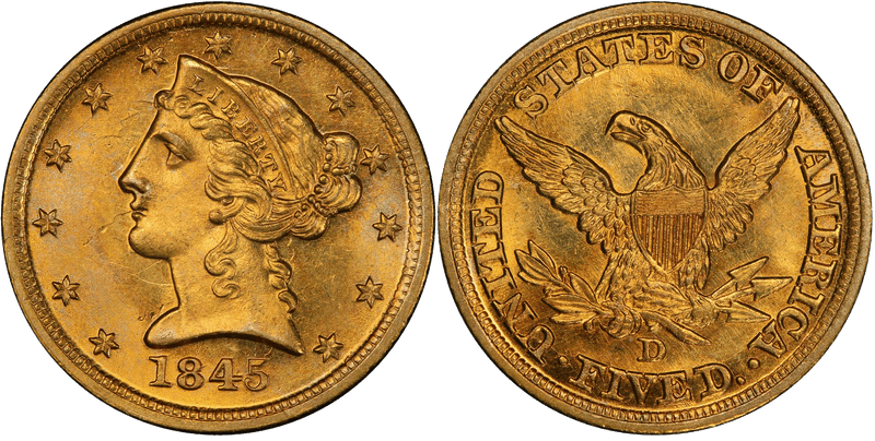 1845 Liberty Head Half Eagle