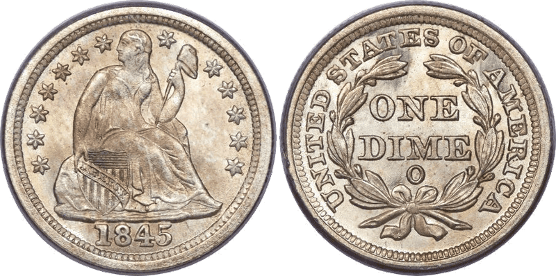 1845 Seated Liberty Dime