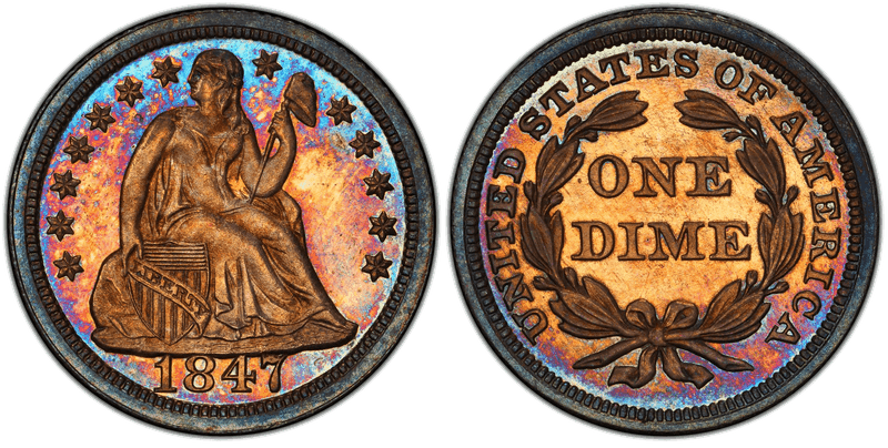 1847 Seated Liberty Dime