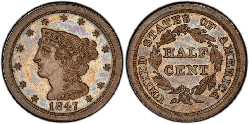 1847 Braided Hair Half Cent