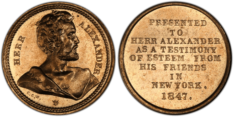 1847 Token Miller NY-42 Gilt Brass Herr Alexander