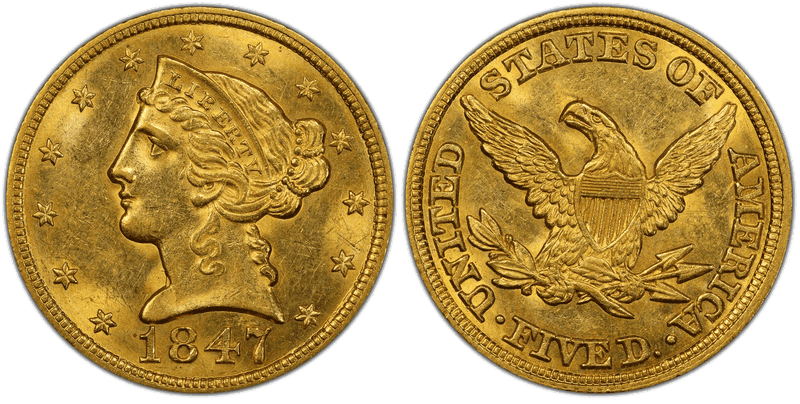 1847 Liberty Head Half Eagle