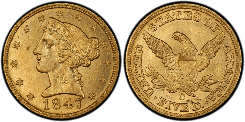 1847 (C) Liberty Head Half Eagle