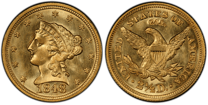 1848 Liberty Head Quarter Eagle - CAL.