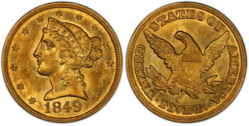 1849 Liberty Head Half Eagle