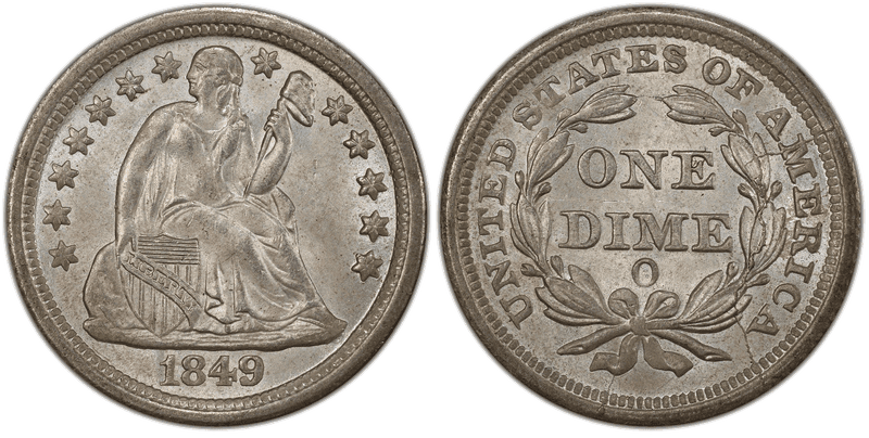 1849 Seated Liberty Dime