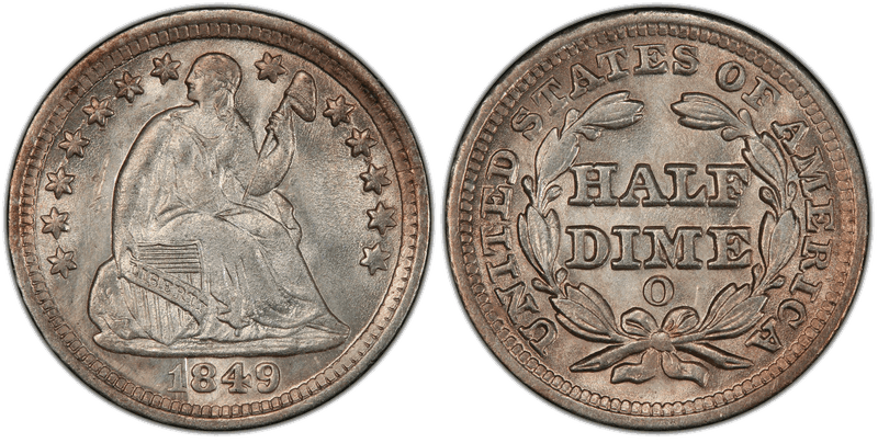 1849 Seated Liberty Half Dime