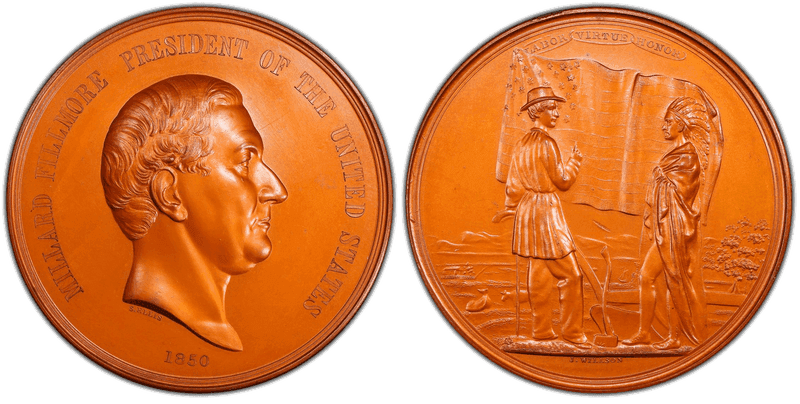 1850 Bronze Medal J-IP-30, Bronzed, Millard Fillmore