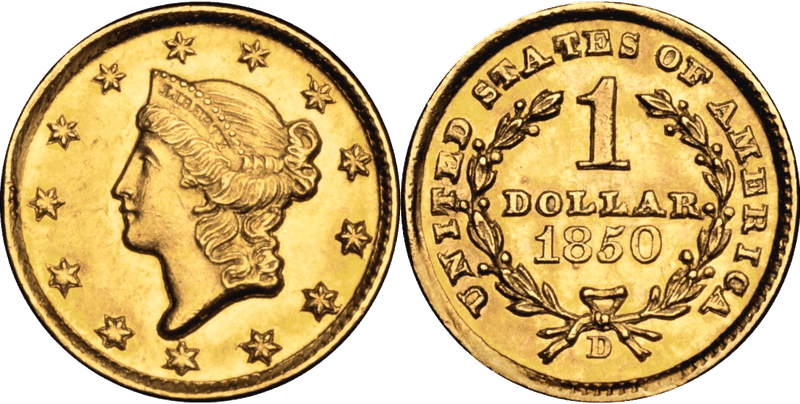 1850 (D) Liberty Gold Dollar