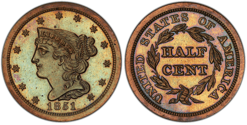 1851 Braided Hair Half Cent