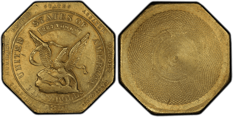1851 Proof California Gold $50 - "887" $50 RE Augustus Humbert