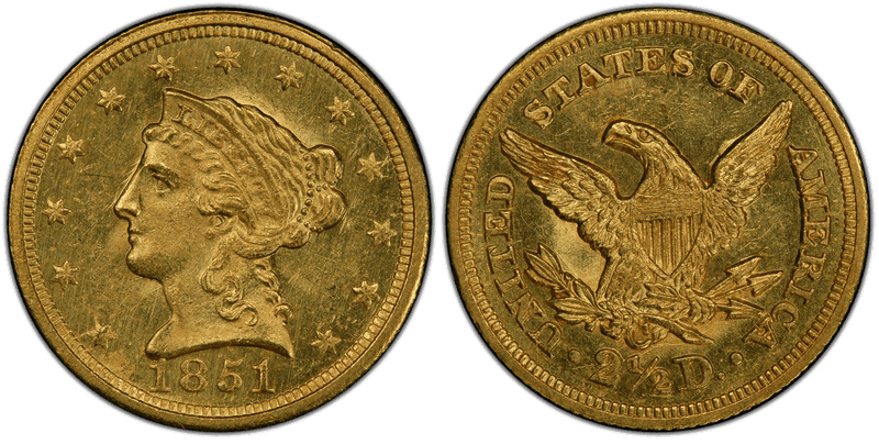 1851 Liberty Head Quarter Eagle