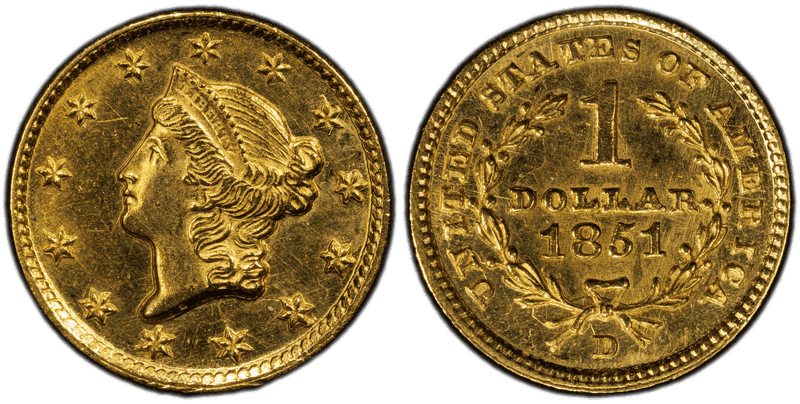 1851 (D) Liberty Gold Dollar