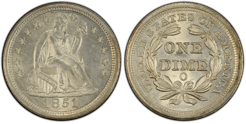 1851 Seated Liberty Dime