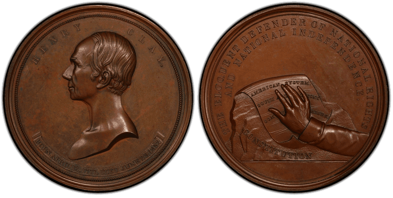 1852 Medal Satterlee-120 Bronze 76mm Henry Clay - Constitution