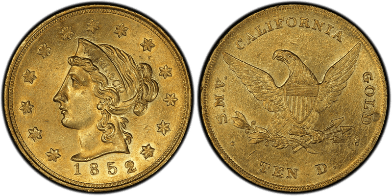 1852 Wass, Molitor & Co. Large Head Gold Eagle