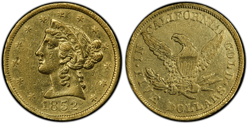 1852 Wass Molitor, Sm Head Gold Half Eagle