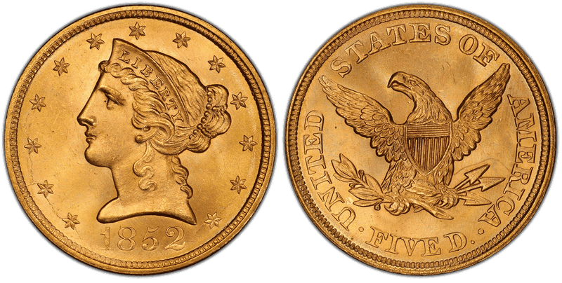 1852 Liberty Head Half Eagle