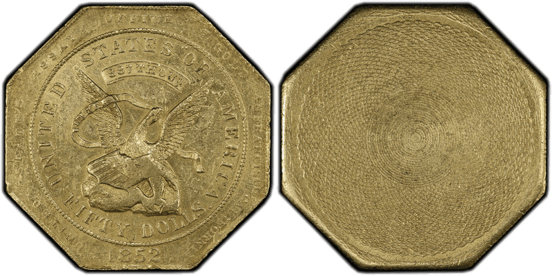 1852 California Gold $50 - "887" $50 U.S. Assay Office
