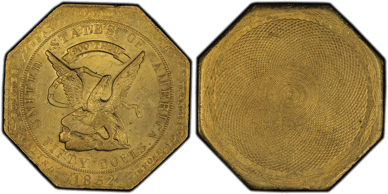 1852 California Gold $50 - "900" $50 U.S. Assay Office