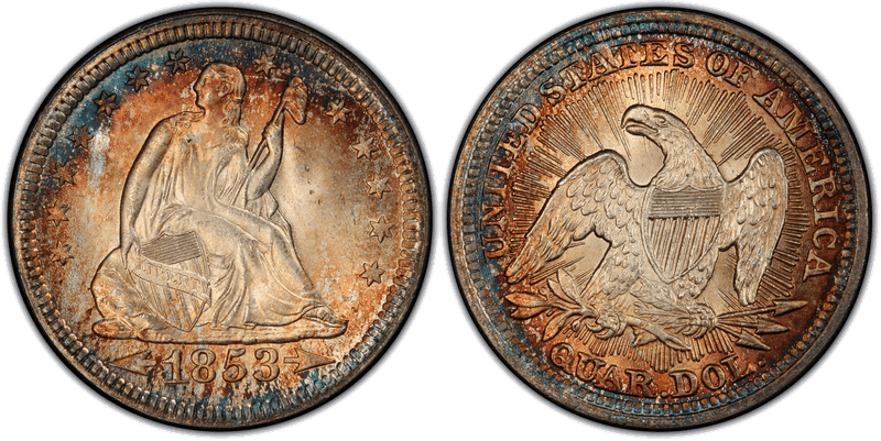 1853 Seated Liberty Quarter - Arrows and Rays