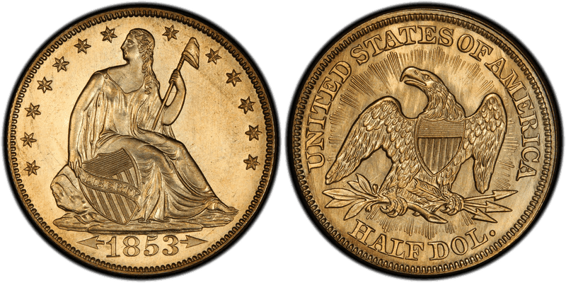 1853 Proof Seated Liberty Half Dollar - Arrows and Rays