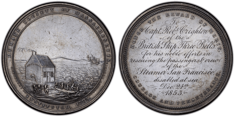 1853 Silver Medal Humane Society of Massachusetts
