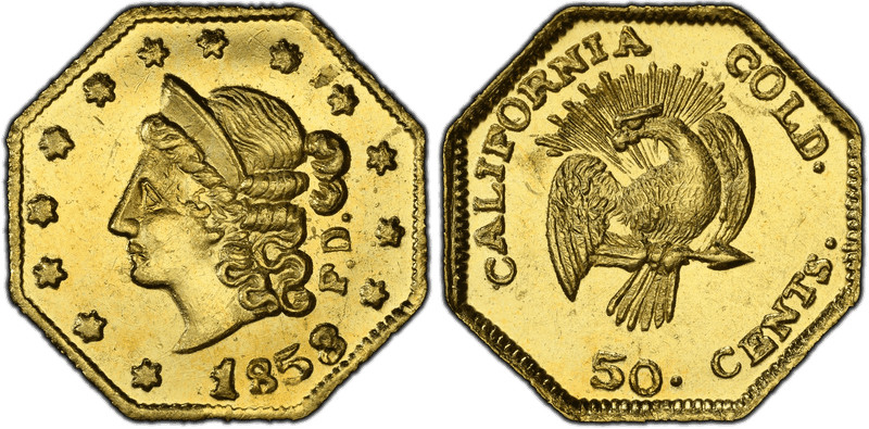 1853 Gold Half Dollar - BG-302, "Peacock"