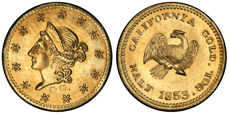 1853 Gold Half Dollar - BG-411, Eagle