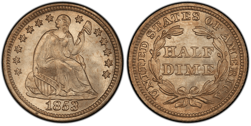 1853 Seated Liberty Half Dime - No Arrows