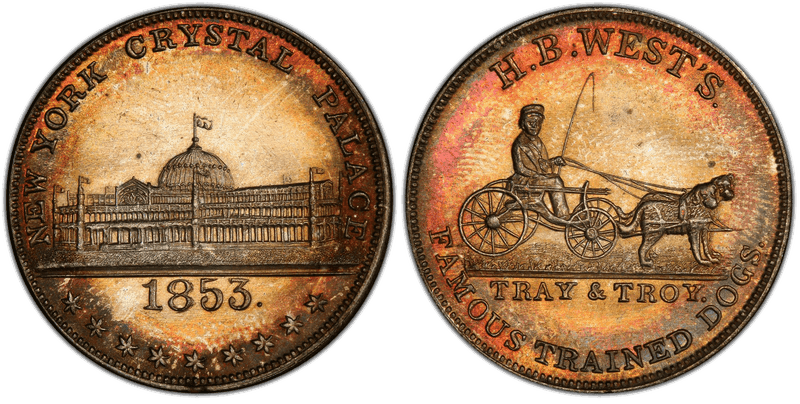 1853 Token Miller NY-949A H.B. West's Trained Dogs New York