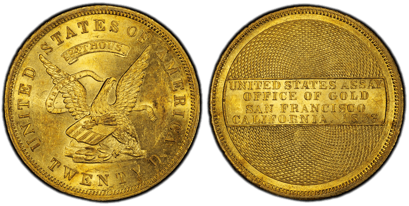 1853 "884" U.S. Assay Office Gold Double Eagle