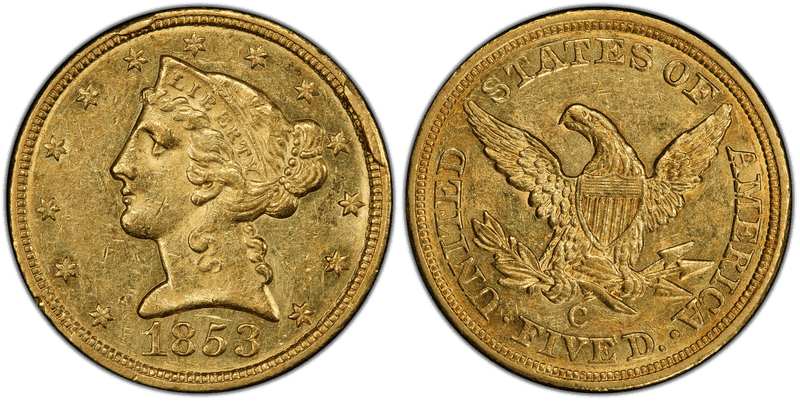 1853 Liberty Head Half Eagle
