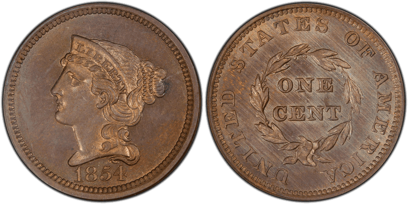 1854 Proof Cent Pattern - J-161, Restrike