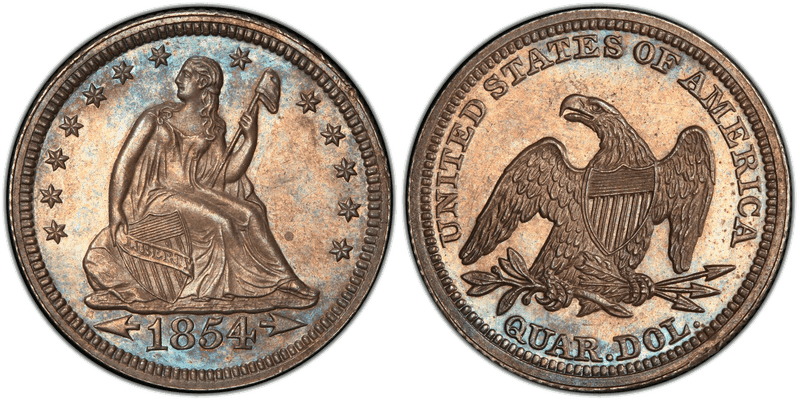 1854 Proof Seated Liberty Quarter - Arrows