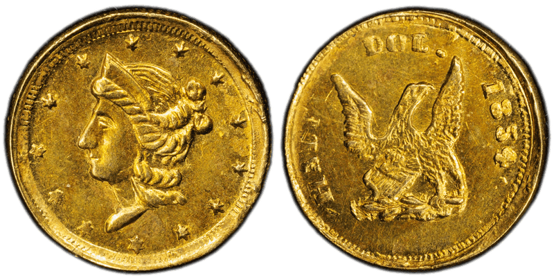 1854 Gold Half Dollar - BG-436, Eagle