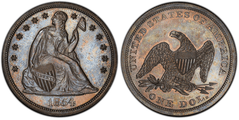 1854 Proof Seated Liberty Dollar - Reverse of 1840