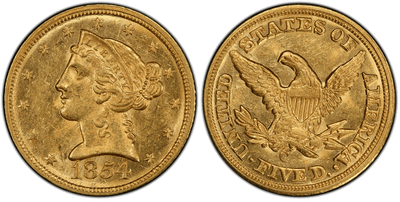 1854 Liberty Head Half Eagle