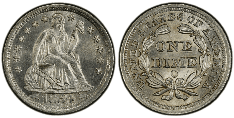 1854 Seated Liberty Dime