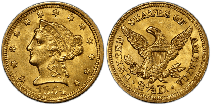 1854 (O) Liberty Head Quarter Eagle