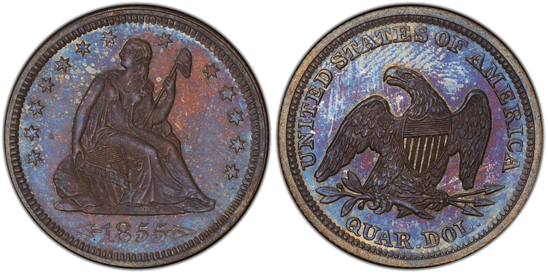 1855 Proof Seated Liberty Quarter - Arrows