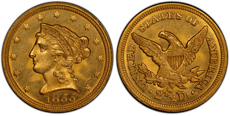 1855 Liberty Head Quarter Eagle