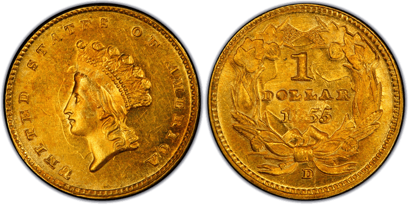 1855 (D) Liberty Gold Dollar