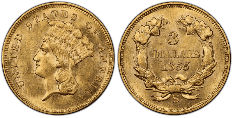 1855 (S) Indian Princess Three Dollar