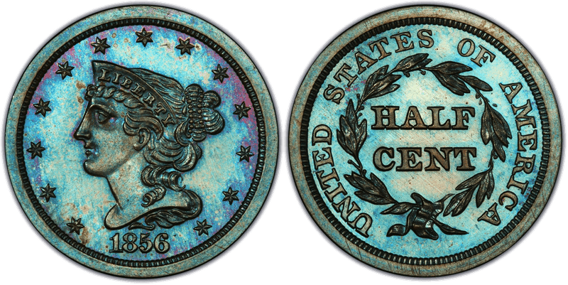 1856 Proof Braided Hair Half Cent